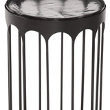 Hartley Iron and Cast Glass Black Round Accent Table Side Tables LOOMLAN By Bassett Mirror