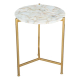 Haru Side Table White & Gold Side Tables LOOMLAN By Zuo Modern