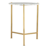 Haru Side Table White & Gold Side Tables LOOMLAN By Zuo Modern