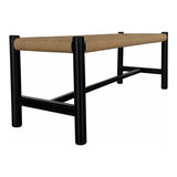 Hawthorn Black Small Wood and Rope Seat Bench Bedroom Benches LOOMLAN By Moe's Home