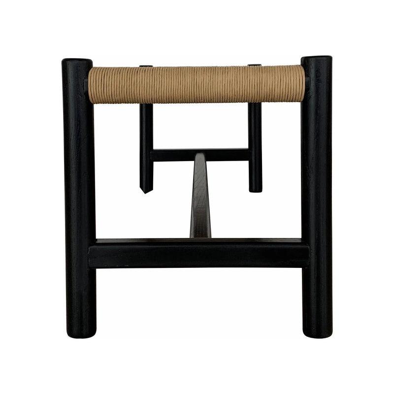 Hawthorn Black Small Wood and Rope Seat Bench Bedroom Benches LOOMLAN By Moe's Home