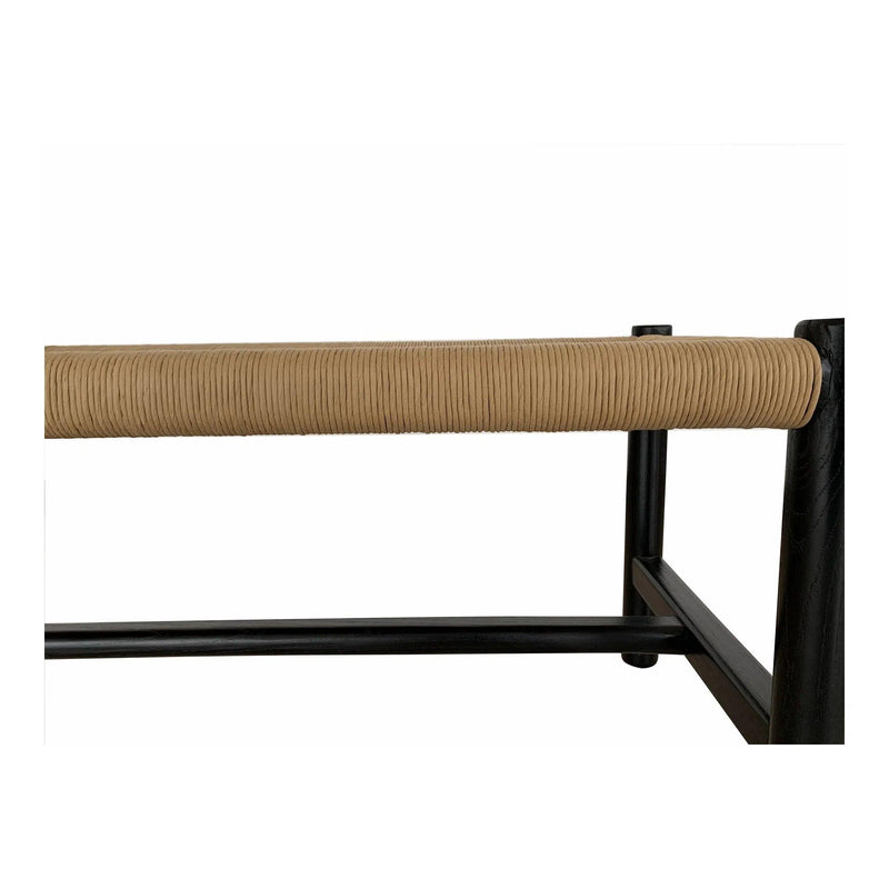 Hawthorn Black Small Wood and Rope Seat Bench Bedroom Benches LOOMLAN By Moe's Home