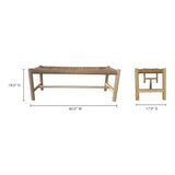 Hawthorn Large Natural Elm Wood and Rope Seat Bench Bedroom Benches LOOMLAN By Moe's Home