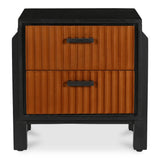 Hayden Mango Wood and Top Grain Goat Leather Black Nightstand Nightstands LOOMLAN By Moe's Home