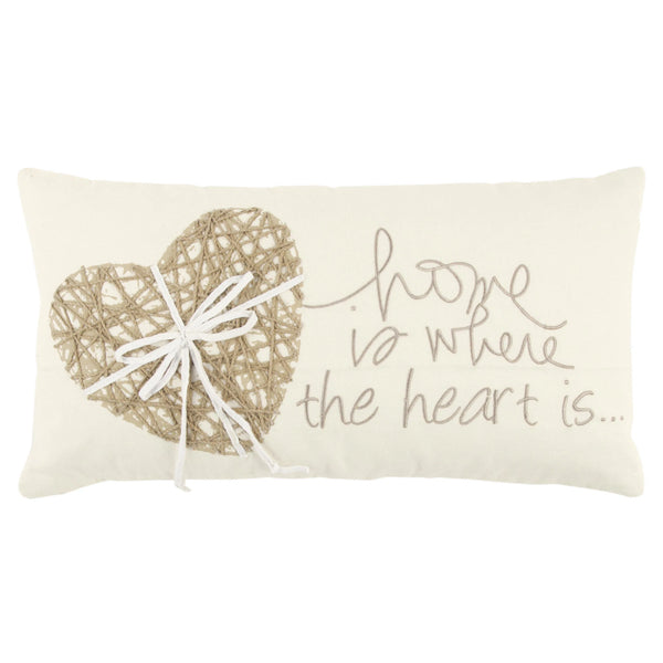 Heart White & Gold Lumbar Pillow With Insert Throw Pillows LOOMLAN By LOOMLAN