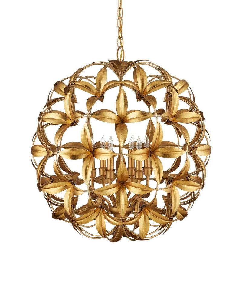 Helenium Orb Iron Gold Chandelier Chandeliers LOOMLAN By Currey & Co