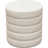 Helix Round Accent Ottoman in Ivory Boucle fabric Ottomans LOOMLAN By Diamond Sofa