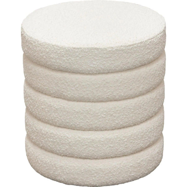 Helix Round Accent Ottoman in Ivory Boucle fabric Ottomans LOOMLAN By Diamond Sofa