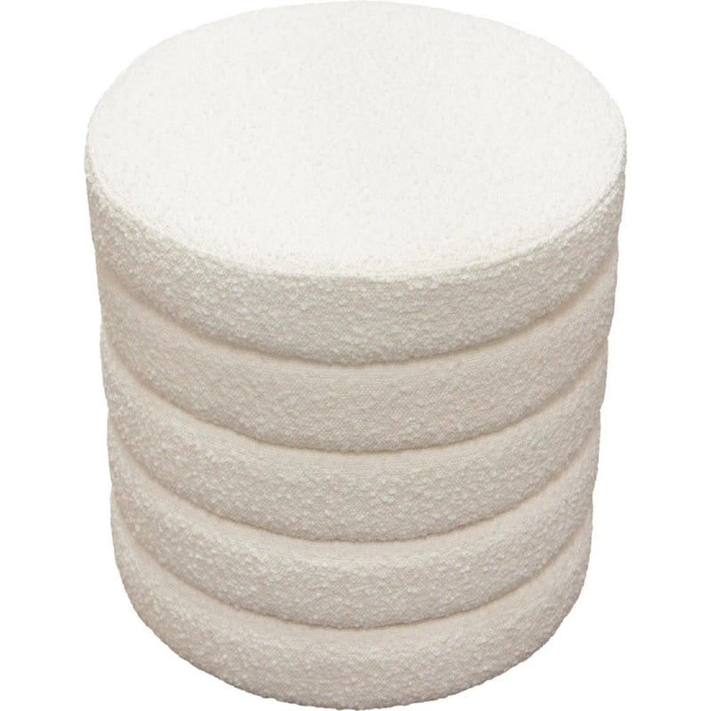 Helix Round Accent Ottoman in Ivory Boucle fabric Ottomans LOOMLAN By Diamond Sofa