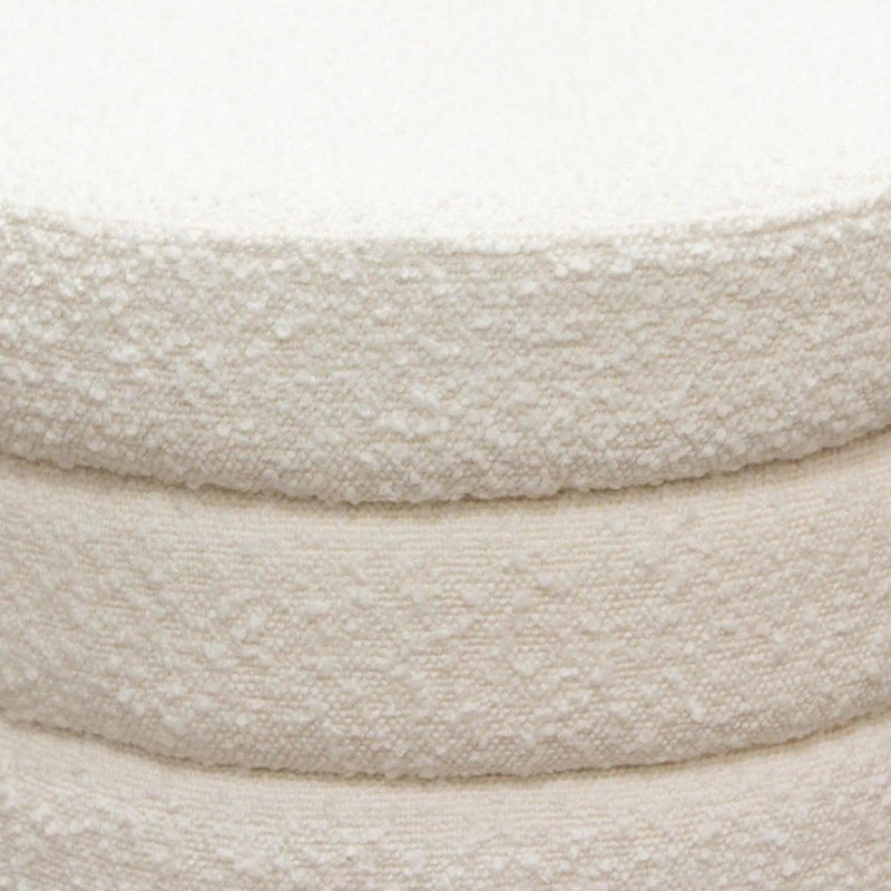 Helix Round Accent Ottoman in Ivory Boucle fabric Ottomans LOOMLAN By Diamond Sofa