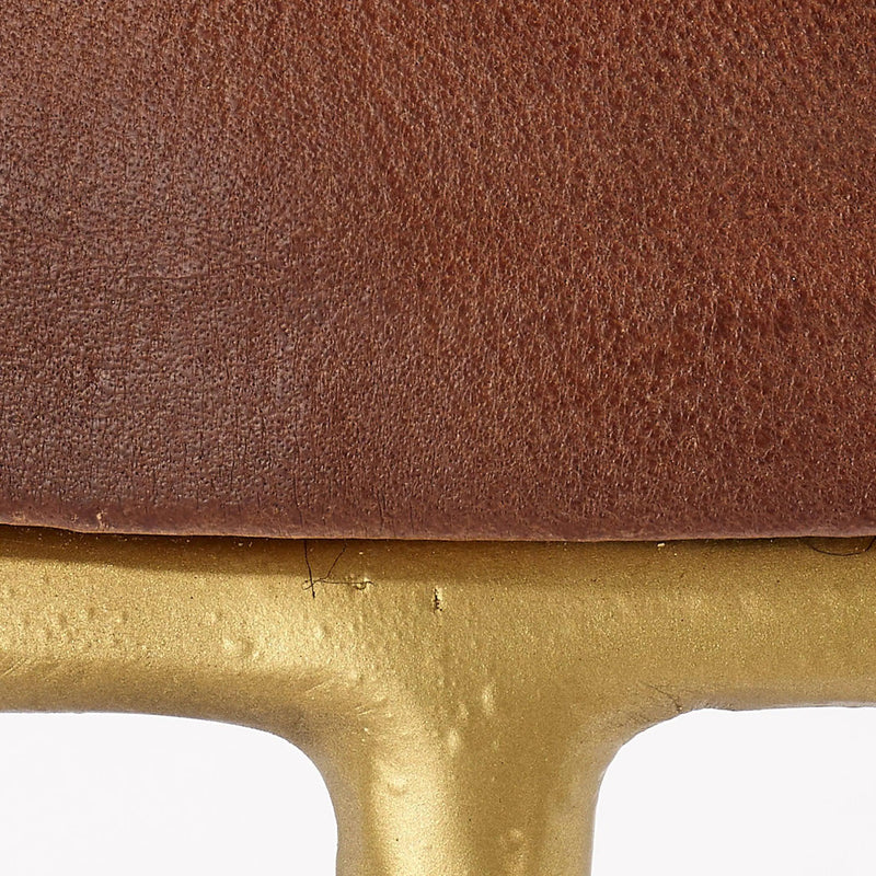 Henry Round Leather Bar Stool - Matte Brown Bar Stools LOOMLAN By Jamie Young