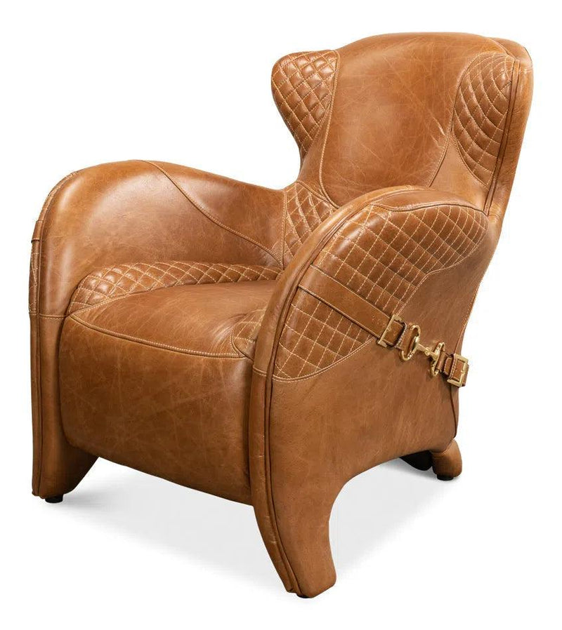 Hera Arm Chair Unique Leather Club Chair Club Chairs LOOMLAN By Sarreid