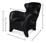 Hera Leather Black Arm Chair Club Chairs LOOMLAN By Sarreid