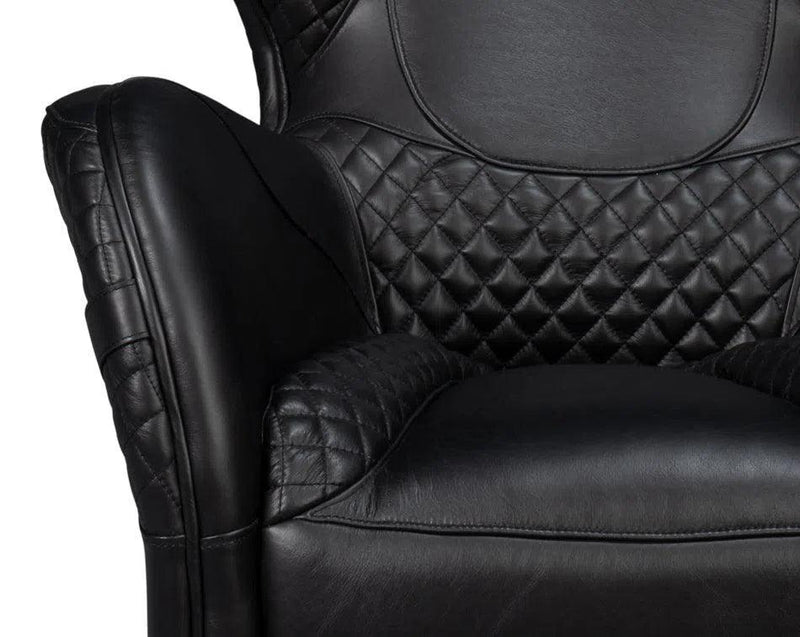 Hera Leather Black Arm Chair Club Chairs LOOMLAN By Sarreid