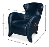 Hera Leather Blue Arm Chair Club Chairs LOOMLAN By Sarreid