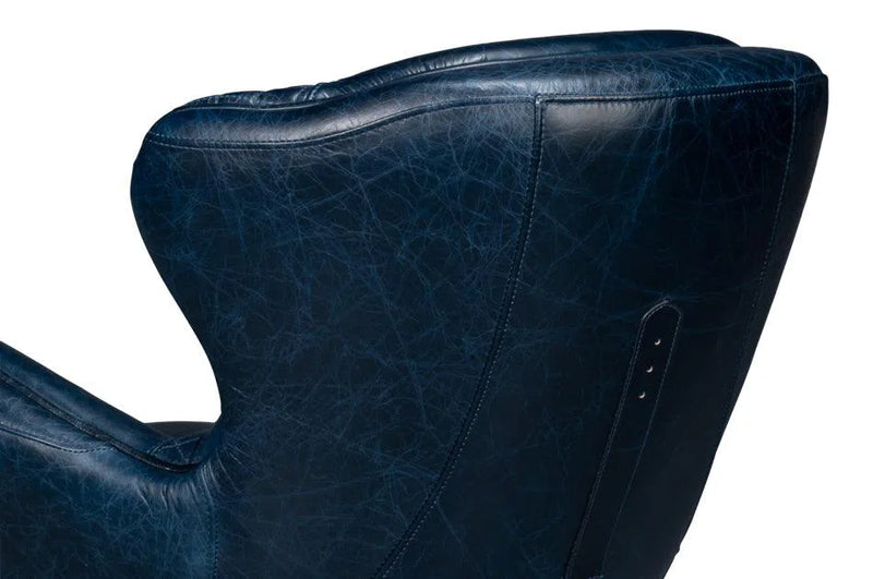 Hera Leather Blue Arm Chair Club Chairs LOOMLAN By Sarreid