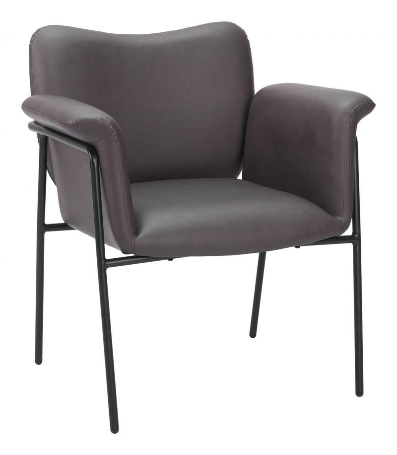 Heritage Wood and Steel Brown Accent Arm Chair Club Chairs LOOMLAN By Zuo Modern