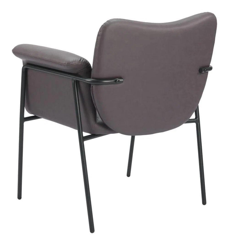 Heritage Wood and Steel Brown Accent Arm Chair Club Chairs LOOMLAN By Zuo Modern