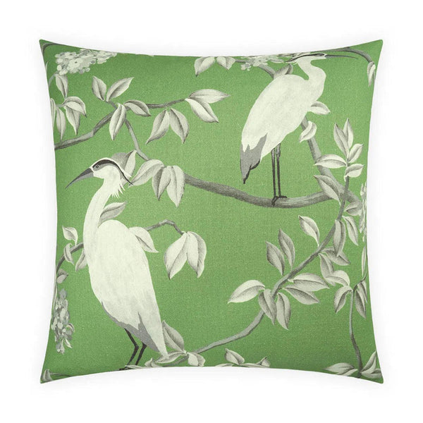 Heron Green Throw Pillow With Insert Throw Pillows LOOMLAN By D.V. Kap