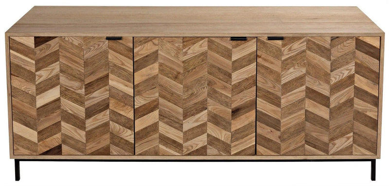 Herringbone Wood and Steel Sideboard Sideboards LOOMLAN By Noir