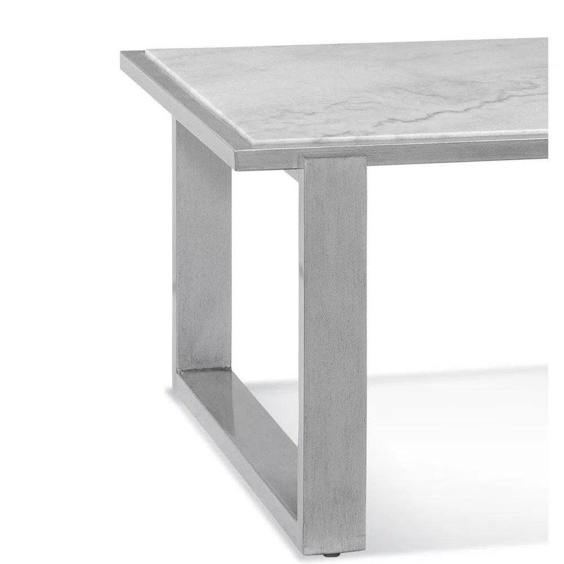 Hessle Wood and Marble Silver Rectangular Cocktail Table Coffee Tables LOOMLAN By Bassett Mirror