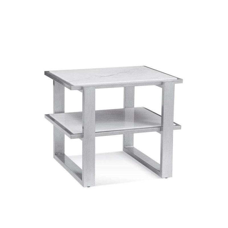 Hessle Wood and Marble Silver Rectangular End Table Side Tables LOOMLAN By Bassett Mirror