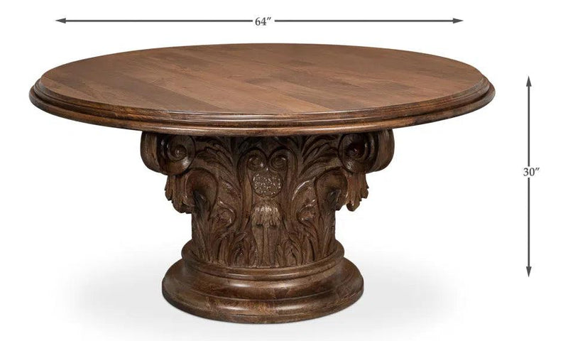 Hestia Carved Round Dining Table Dining Tables LOOMLAN By Sarreid