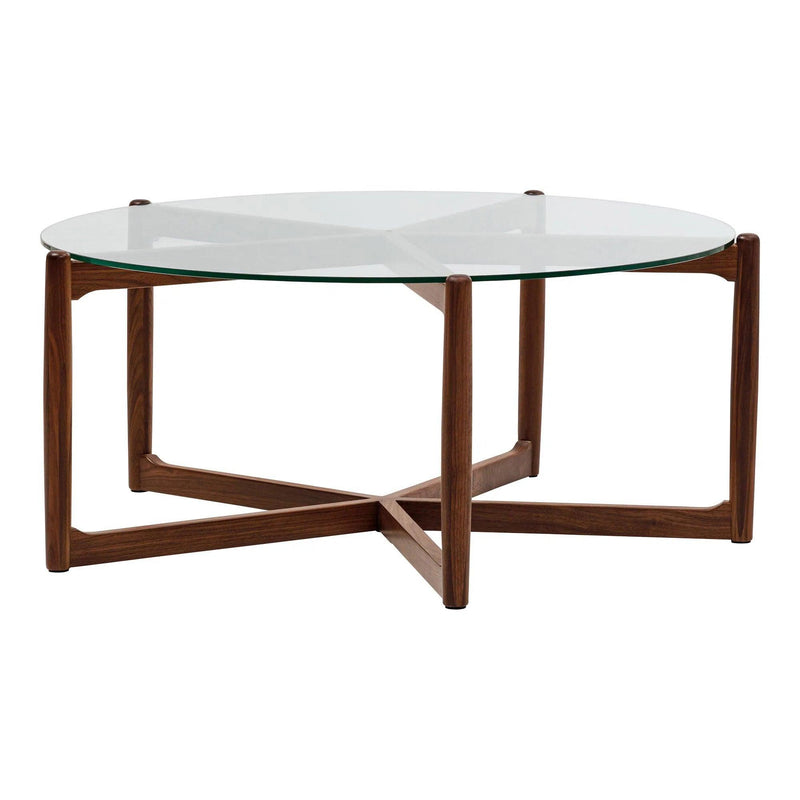 Hetta Wood and Glass Round Coffee Table Coffee Tables LOOMLAN By Moe's Home