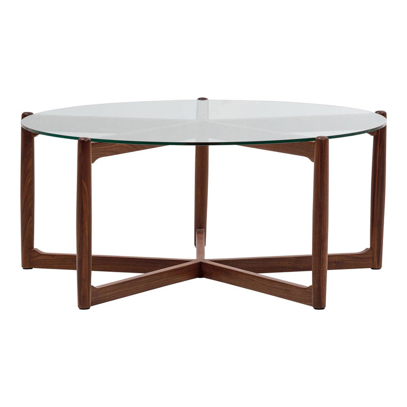 Hetta Wood and Glass Round Coffee Table Coffee Tables LOOMLAN By Moe's Home