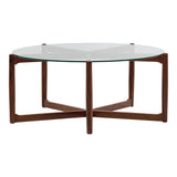 Hetta Wood and Glass Round Coffee Table Coffee Tables LOOMLAN By Moe's Home