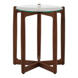 Hetta Wood and Glass Round Side Table Side Tables LOOMLAN By Moe's Home