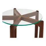 Hetta Wood and Glass Round Side Table Side Tables LOOMLAN By Moe's Home