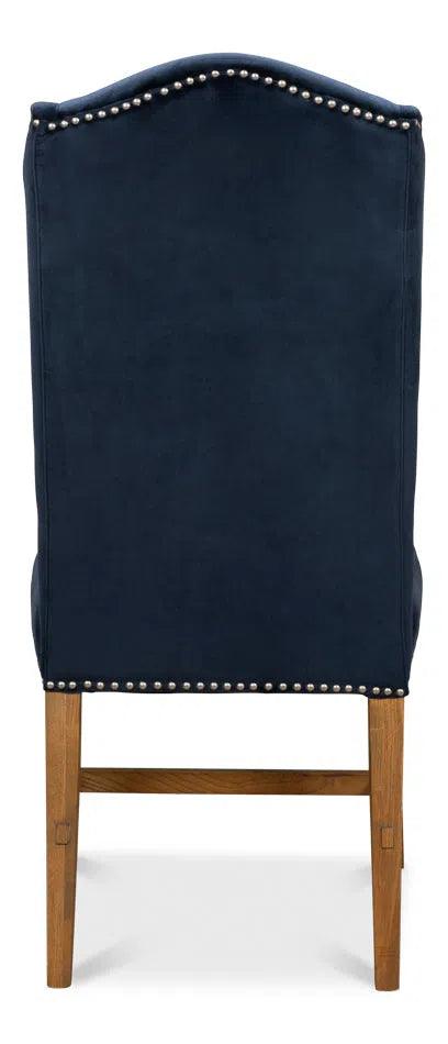High Back Dining Chairs Set of 2 Blue Velvet Dining Chairs LOOMLAN By Sarreid