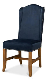 High Back Dining Chairs Set of 2 Blue Velvet Dining Chairs LOOMLAN By Sarreid