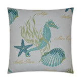 Hippocampus Blue Throw Pillow With Insert Throw Pillows LOOMLAN By D.V. Kap