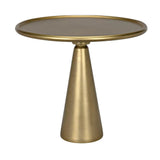 Hiro Steel Short Round Side Table With Brass Finish Side Tables LOOMLAN By Noir