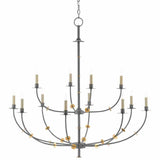 Hiroshi Gray Gold Leaf Balladier Chandelier Chandeliers LOOMLAN By Currey & Co