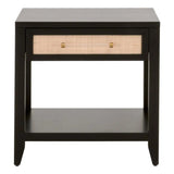 Holland 1-Drawer Side Table Black Wood & Rattan Side Tables LOOMLAN By Essentials For Living