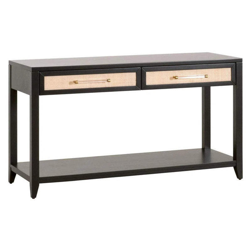 Holland 2-Drawer Console Table Black Wood & Rattan Console Tables LOOMLAN By Essentials For Living