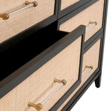 Holland 6-Drawer Double Dresser Black Wood & Rattan Dressers LOOMLAN By Essentials For Living