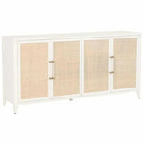 Holland Media Sideboard Matte White Natural Rattan Sideboards LOOMLAN By Essentials For Living