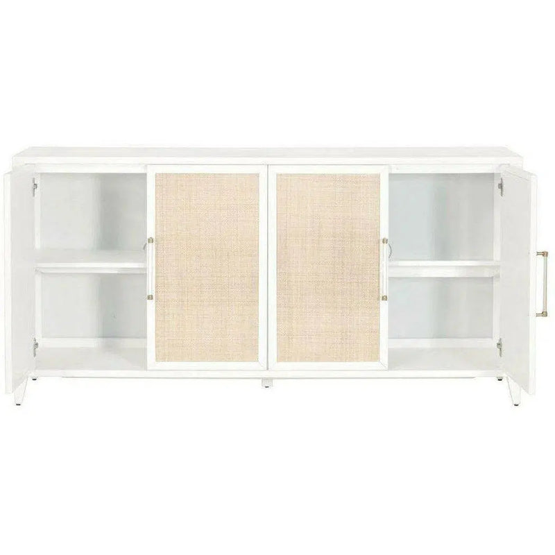 Holland Media Sideboard Matte White Natural Rattan Sideboards LOOMLAN By Essentials For Living