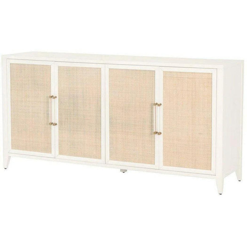 Holland Media Sideboard Matte White Natural Rattan Sideboards LOOMLAN By Essentials For Living