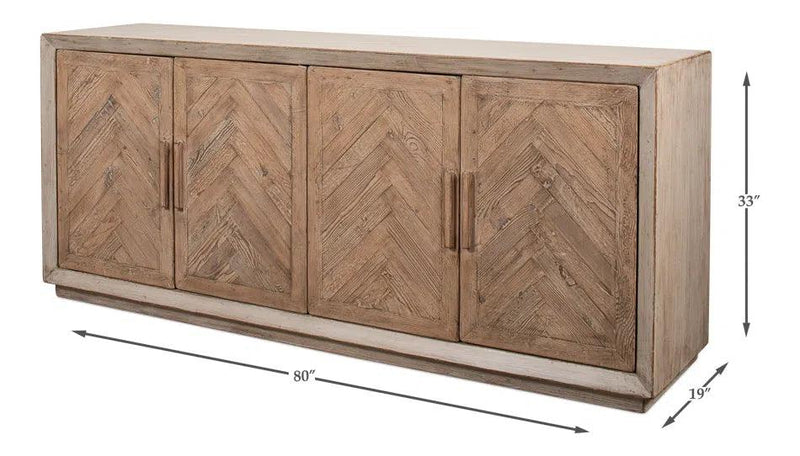 Hollis 4 Door Sideboard Stone Grey Sideboards LOOMLAN By Sarreid