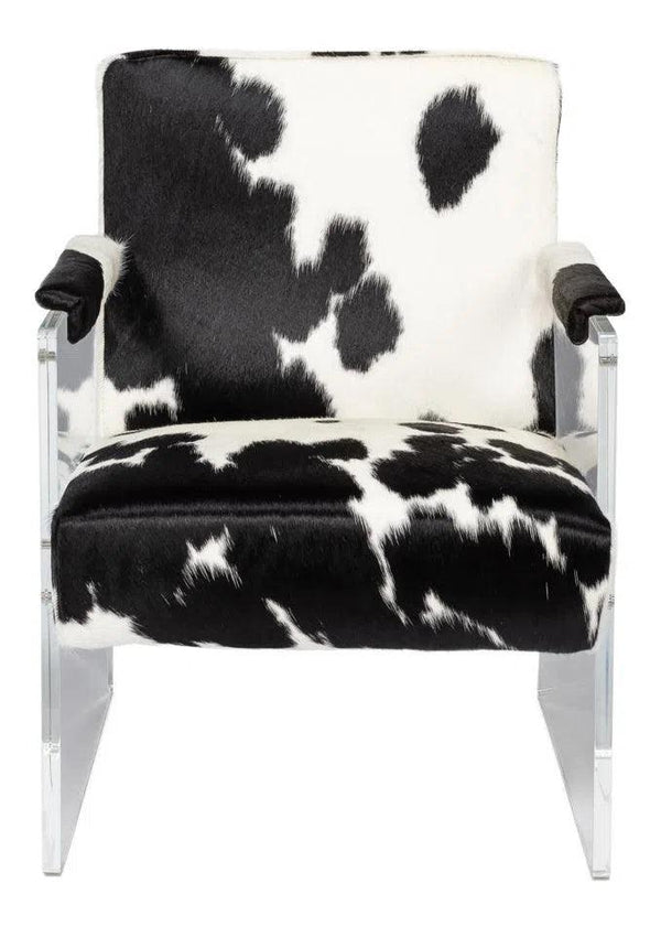 Holloway Leather Black and White Armchair Club Chairs LOOMLAN By Sarreid