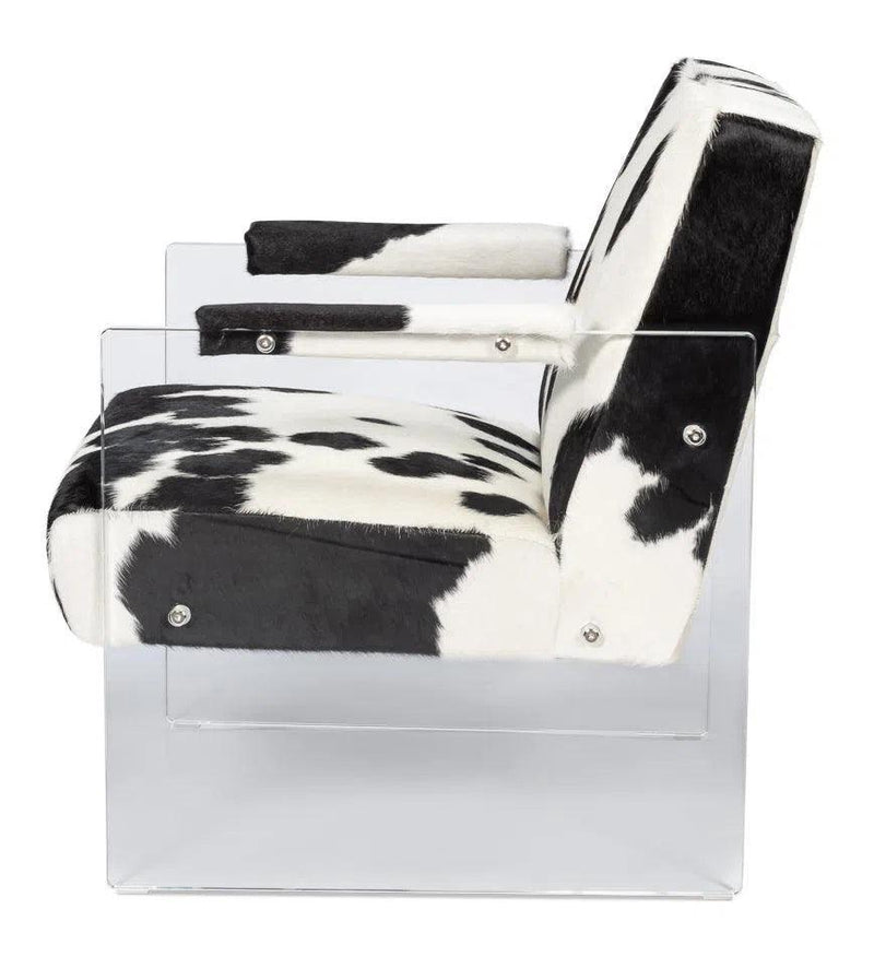 Holloway Leather Black and White Armchair Club Chairs LOOMLAN By Sarreid