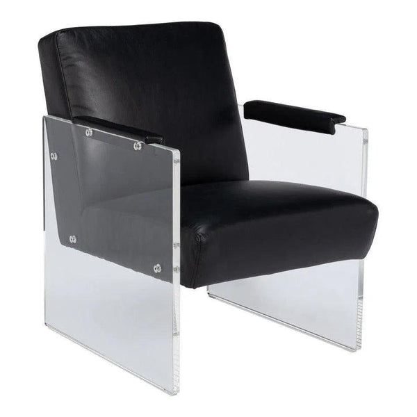 Holloway Leather Black Armchair Club Chairs LOOMLAN By Sarreid