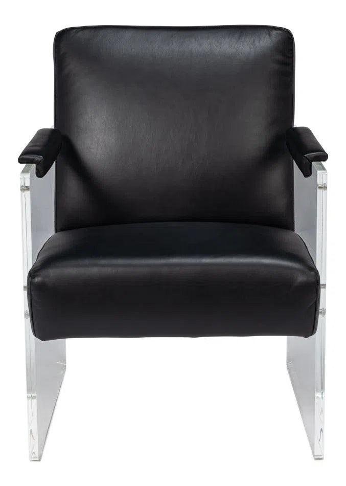 Holloway Leather Black Armchair Club Chairs LOOMLAN By Sarreid