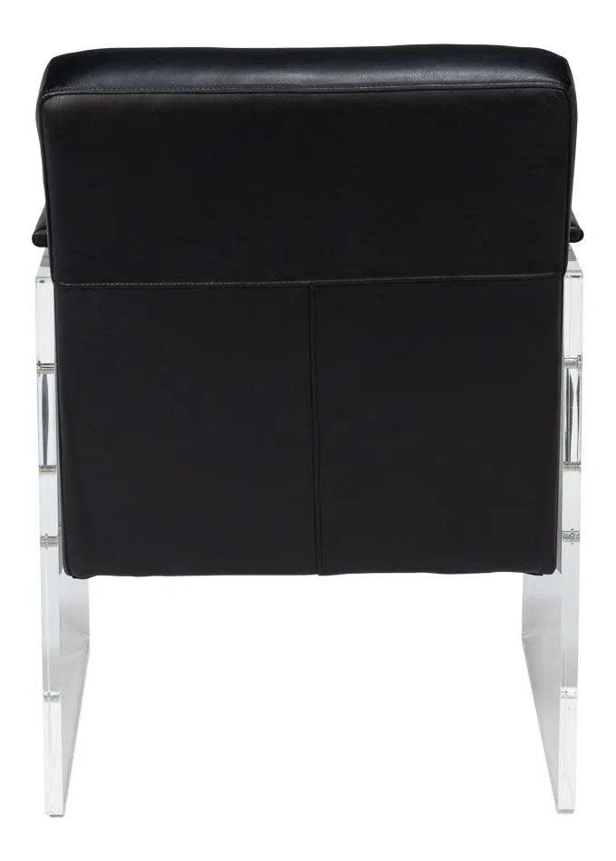 Holloway Leather Black Armchair Club Chairs LOOMLAN By Sarreid