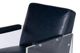 Holloway Leather Blue Armchair Club Chairs LOOMLAN By Sarreid